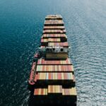 Ship with containers at sea