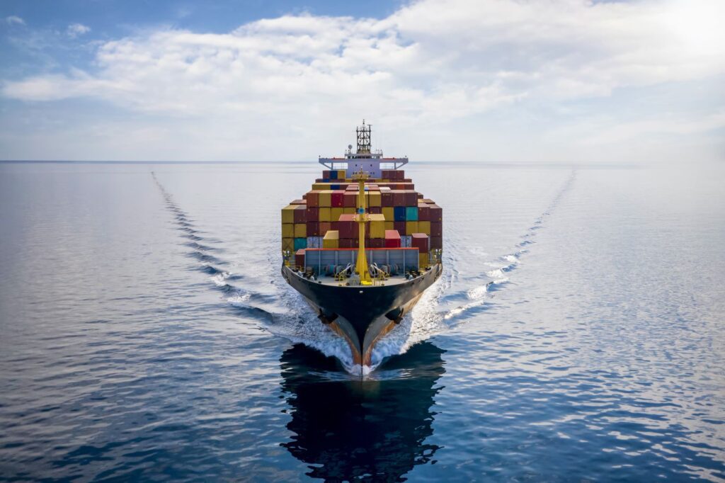Shipping containers moving forwards