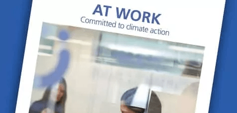 A close up of the At Work Committed to Climate Action report
