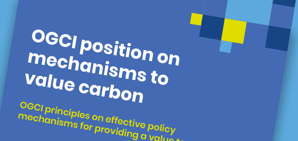 Front cover of the OGCI position on mechanisms to value carbon position paper