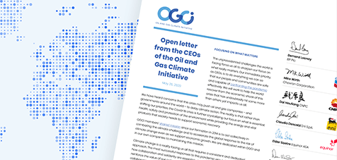 A shot of the Open letter from the CEOs of the Oil and Gas Climate Initiative