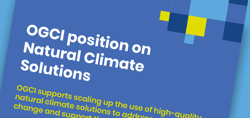 Front cover of the OGCI position on Natural Climate Solutions position paper