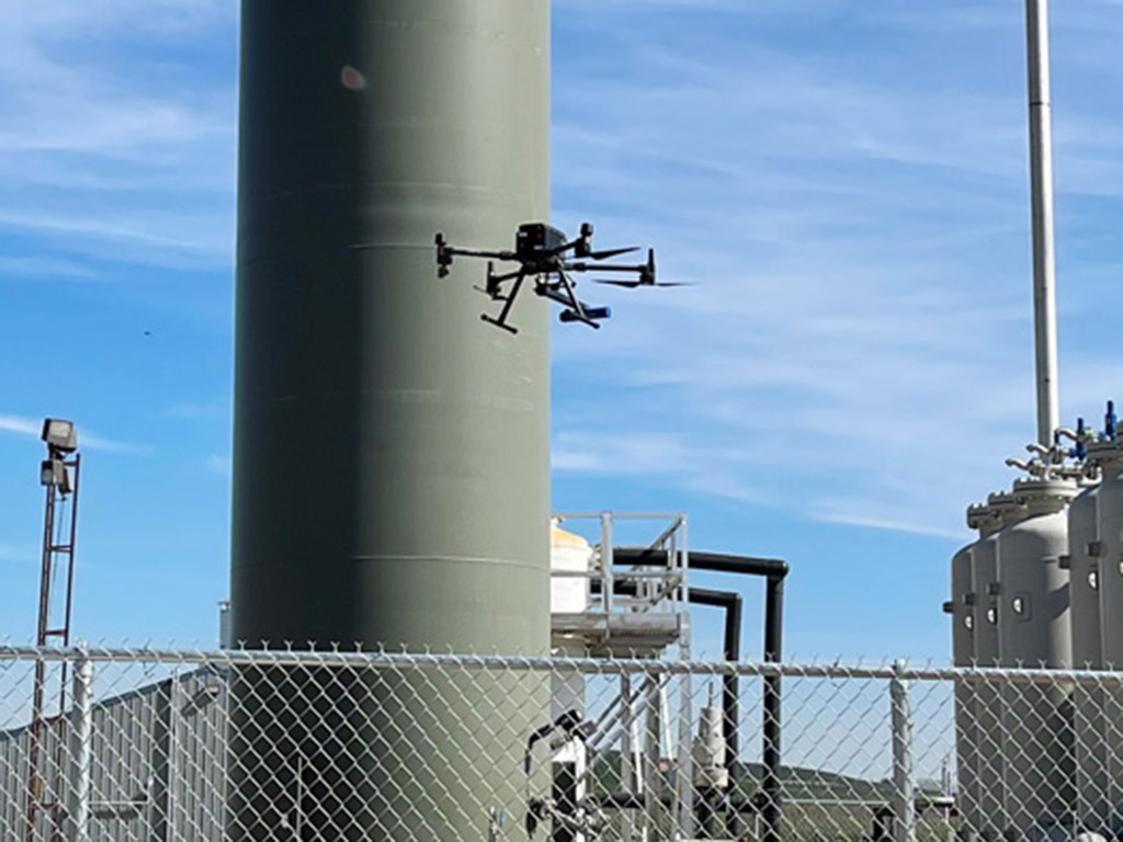 Image of a drone in a oil facility
