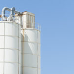 White silos for the storage of lime and cement